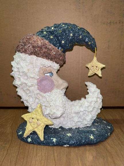 NIB BelSnickle 1997 Limited Edition Santa with Moon figurine…..#4581…..with authentic nickel on bottom….7” tall image