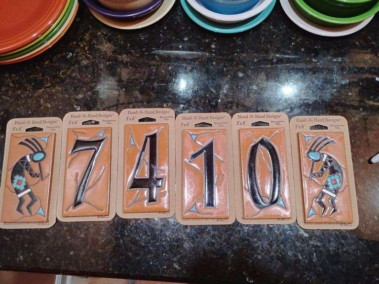 3" x 6" Decorative Tile Address Numbers 6 pieces. image