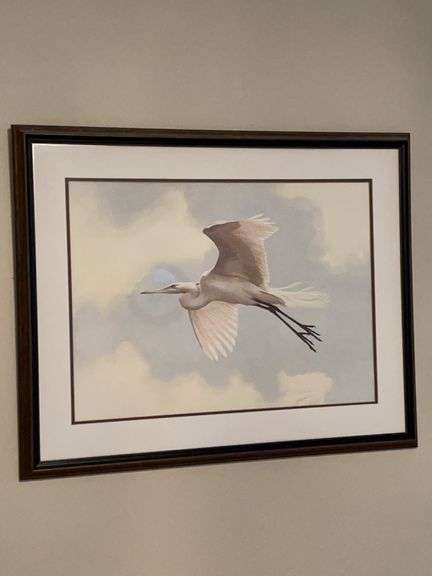 Signed “The Common Egret” print by Guy Coheleach - 35 x 28 image