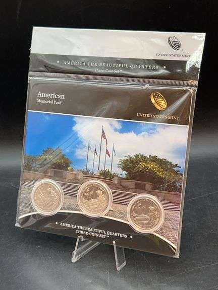 2019 3-Quarter Set American Memorial Park Uncirculated and Proof Silver US Mint “America The Beautiful” coins…..info on COA indicates 5.670 grams image