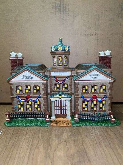 Dept. 56 Dickens Village Naval Academy, Queens Port lighted porcelain piece….fence piece on the right needs repaired image