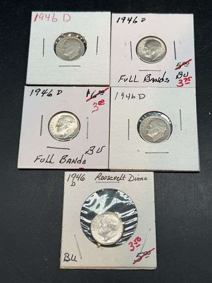 (5) 1946-D Silver Roosevelt Dimes image