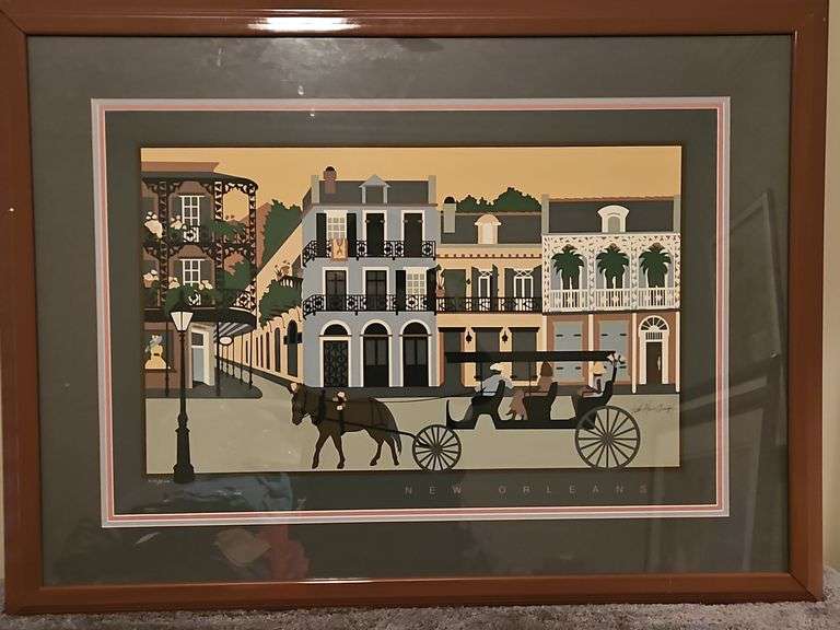 Beautiful Framed & Matted 39.5x29.5" Limited Edition Serigraph "New Orleans Carriage Ride" by Noted Artist Patti Harris Googe Signed & Numbered 3174/5000 NO PAPERWORK... image