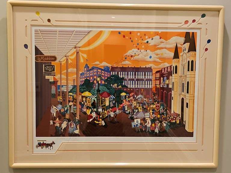 Large Beautiful Framed 41.5x32" Original "Remarqued Edition" Serigraph of "Portraits in the Park New Orleans" by Melanie Taylor Kent Signed & Numbered 41/150 w/Replacement Value Letter... image