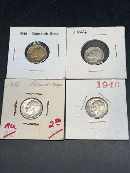 (4) 1946 Roosevelt Silver Dimes image