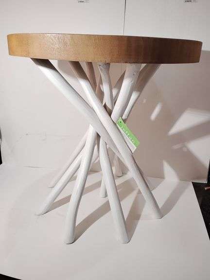 Jeffan Accent Table, Liberte Round Side Table with Stick Base. Top is 21 3/4" across, 22 1/2" tall. image