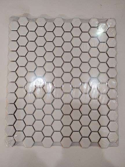 3 boxes Metro Hex Matte White Tile Sheets, 10 pcs per box image