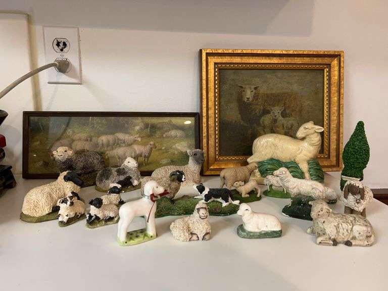 Great selection of ceramic and resin sheep decor and (2) sheep prints image