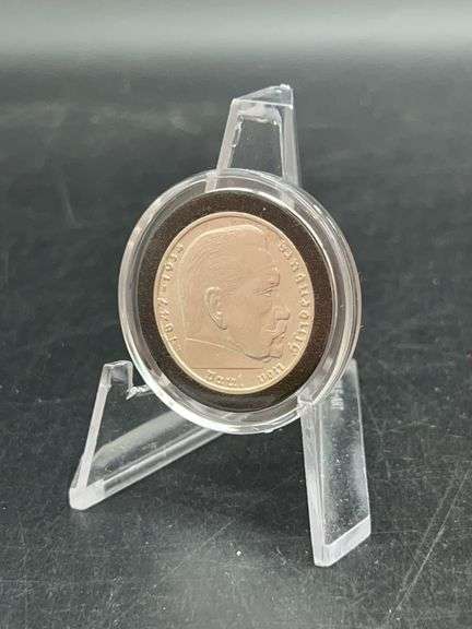 German 2 Reichsmark silver coin, featuring Paul von Hindenburg on the obverse image