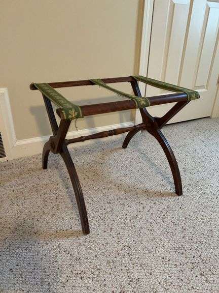 Mahogany blanket rest with tapestry straps image