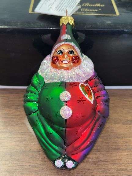 NIB Christopher Radko 1997 “A Caring Clown” AIDS Awareness Design Mercury glass ornament image