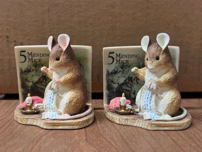 Set of (2) NIB Beatrix Potter “The Tailor of Gloucester” bisque porcelain figurines….3-1/4” tall….end of one box is faded image