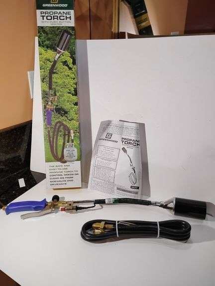 Propane Torch with push button igniter, for use with 20 lb. Liquid propane tank, new in box, never used image