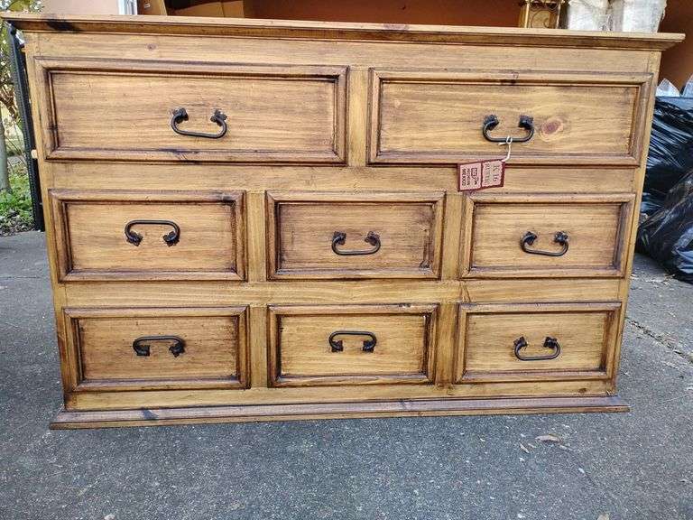 New La Fuenta Imports, K16 Rustic Pine Collection, Wide Chaparro, 8 drawer,  53" L x 34" T x 19 1/4" D, Retail $813. BUYER IS RESPONSIBLE FOR REMOVAL. image