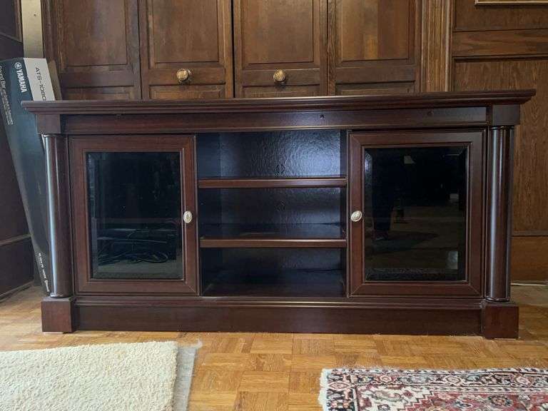 Beautiful cherry finish credenza/entertainment center…..59-1/2 x 19 x 29 tall image