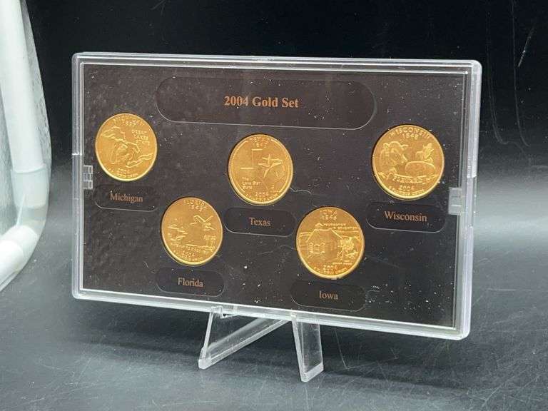 2004 24K Layered Gold Edition State Quarter Collection with COA and in original box image