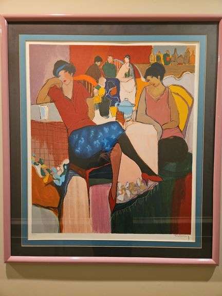 Large Beautiful Framed 36x40.75" Limited Edition Serigraph of "Leisure Time" by Itzchak Tarkay Signed & Numbered 164/300 NO PAPERWORK... image