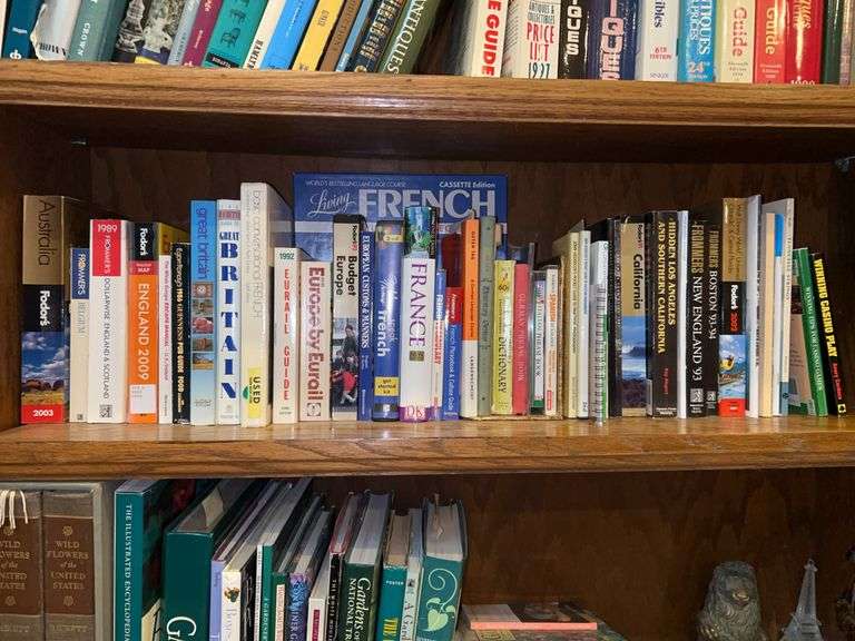 Shelf of books regarding travel image