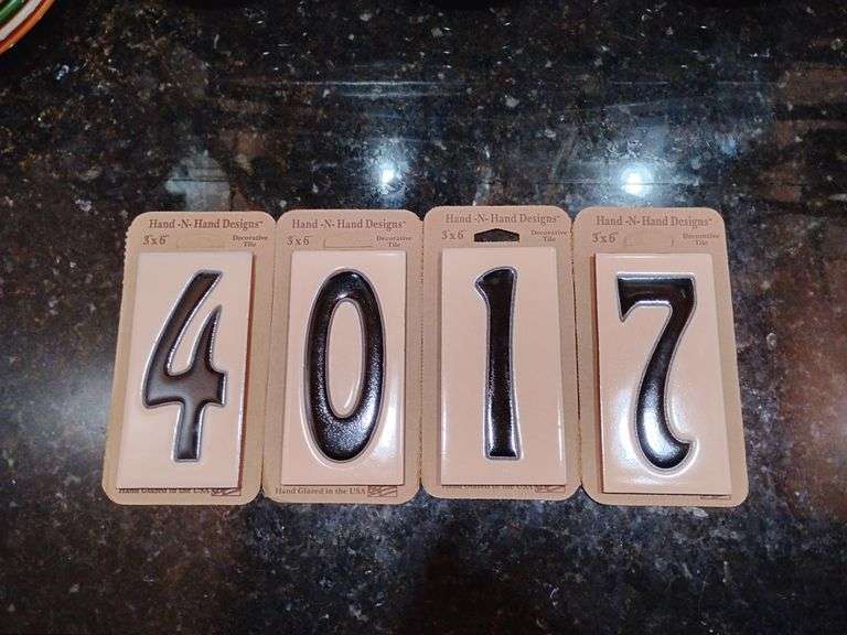 3" x 6" Decorative Tile Address Numbers 4 pieces image