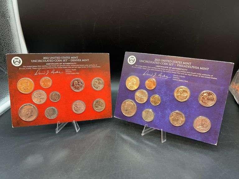 (2) U.S. MINT Uncirculated 2022 Coin Sets - Denver and Philadelphia mints image