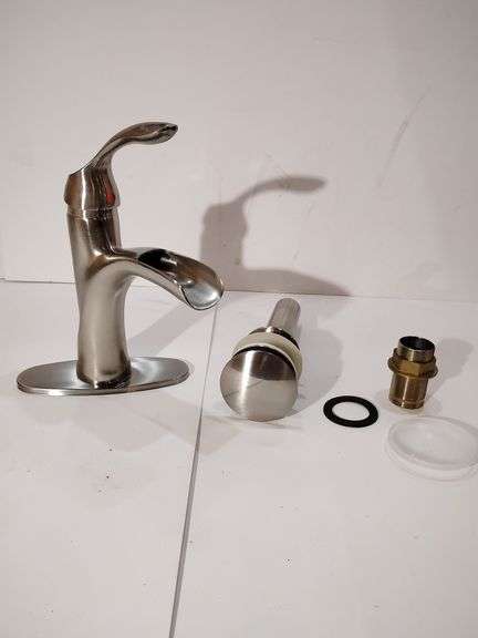 Brushed Stainless Faucet. New, untested. No name brand found. image
