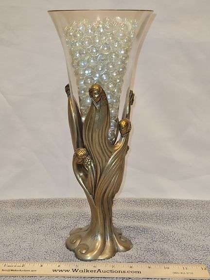 Erté Limited Edition 14" Tall "Visage De Femme" Bronze and Crystal Chalice; Signature Stamped & Numbered 62/425 w/Certificate of Value... image