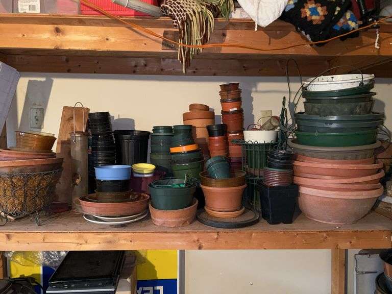 Shelf of flower pots and other…..any items above or below ARE NOT included image