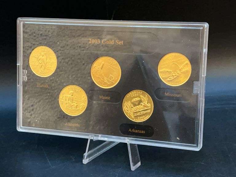 2003 24K Layered Gold Edition State Quarter Collection with COA and in original box image