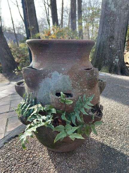 Terra cotta strawberry jar planter…..approx. 16”D x 22” tall image