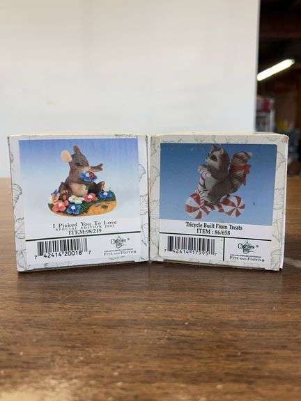 (2) Fitz & Floyd Charming Tails porcelain pieces - one is figurine and one is ornament…..both are in original packaging and boxes so pics are limited image
