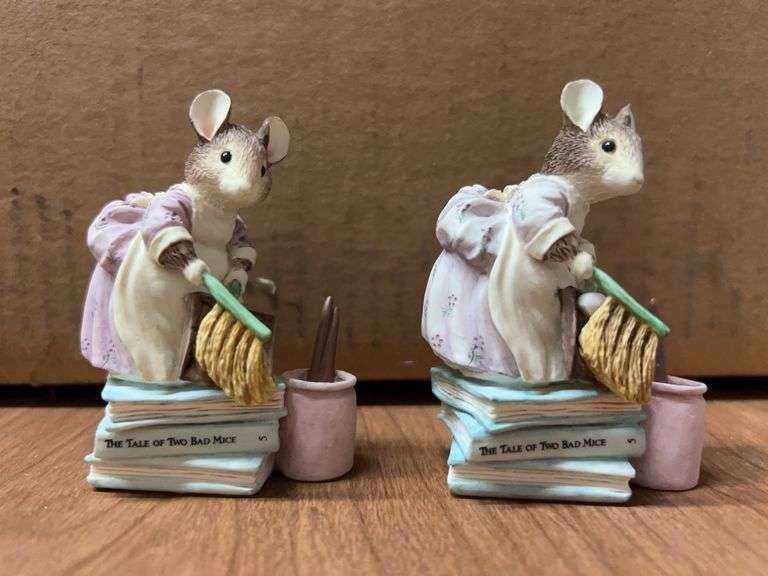 Set of (2) NIB Beatrix Potter “The Tale of Two Bad Mice - HUNCA MUNCA” bisque porcelain figurines….3-1/4” tall image