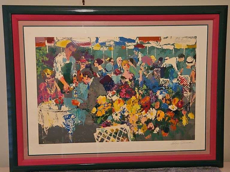 Large Beautiful Framed 49.25x37.25" Original Serigraph Silk Screen Print of "Bistro Garden" by LeRoy Neiman Signed & Numbered 311/375 w/Appraised Value Letter... image