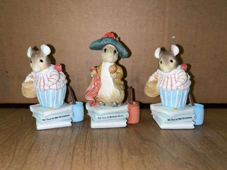 Set of (2) Beatrix Potter “Mrs. Tittlemouse (one has no sleeve) bisque porcelain figurines….3-1/4” tall image