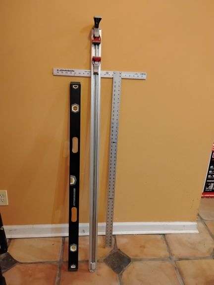 3 PC., 4' Pittsburgh Pro Level, Johnson Dry-Wall T-Square, Pittsburgh 50" Clamp & Cut Edge Guide image