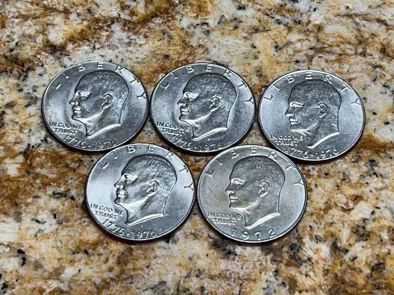 (5) Eisenhower Dollars…..(1) 1972-D and (4) Bicentennial (mint mark D) image