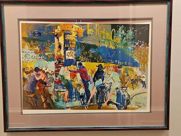Large Beautiful Framed 50x39" Original Serigraph Silk Screen Print of "Left Bank Cafe" by LeRoy Neiman Signed & Numbered 303/375 w/Appraised Value Letter... image