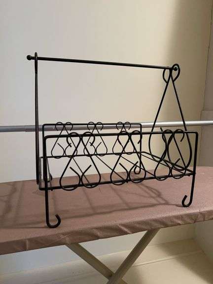 Vintage Retro Black Metal Curvy Twisted Magazine Rack…..17-1/2 x 12-3/4 x 15-1/2 tall image