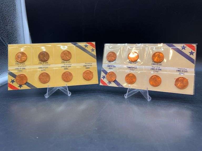 (2) Sets of 1982 P & D Lincoln Cents - Copper And Zinc image