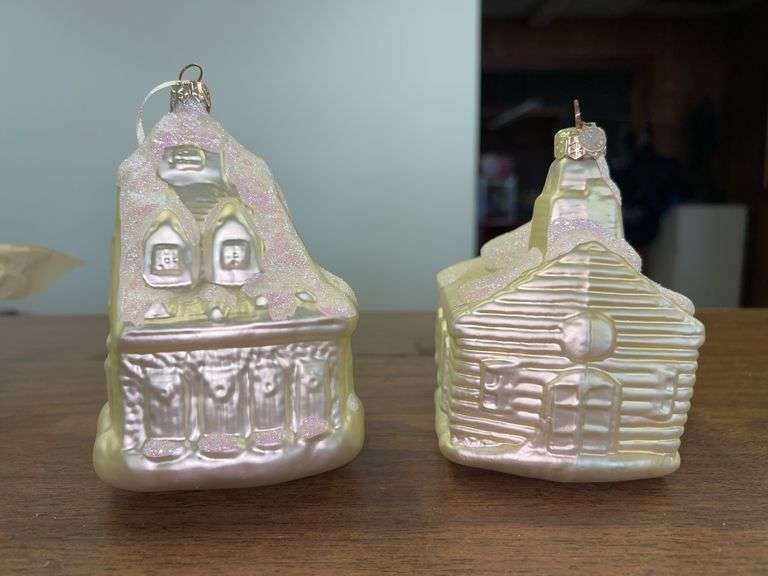 (2) ivory color Mercury glass ornaments image