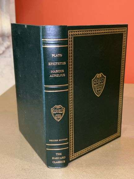 Harvard Classics “Plato” “Golden Sayings by Epictetus” and “Meditations of Marcus Aurelius”…..leather bound, gold stamped, smyth binding image