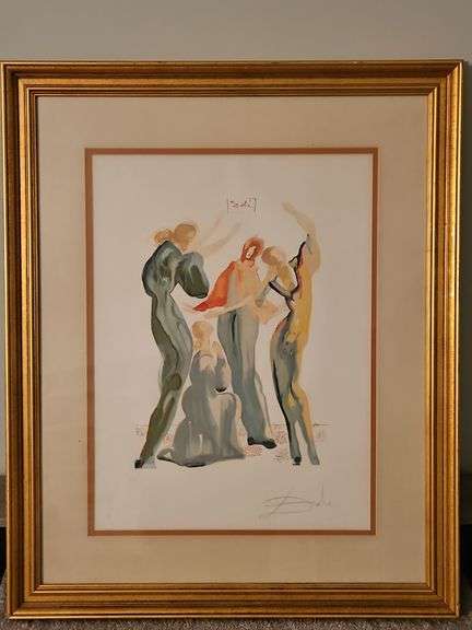 Gorgeous Framed & Matted 27.5x33.5" Color Lithograph of "La Danse" by Salvador Dali Signed & Lettered E.A. NO PAPERWORK... image