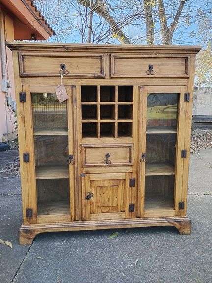 New La Fuenta Imports, K16 Rustic Pine Collection, Rivera Wall Bar, 51" T x 47 1/2" W x 15 D. Retail $1009. BUYER IS RESPONSIBLE FOR REMOVAL. image