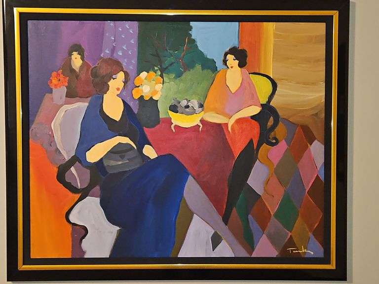 Large Framed 45x37" Original Acrylic or Oil on Canvas by Itzchak Tarkay; Signed NO PAPERWORK... image