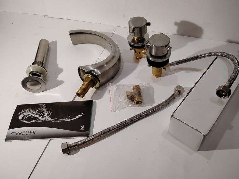 Freuer Bathtub widespread faucet, brushed stainless finish. New in box. Untested image