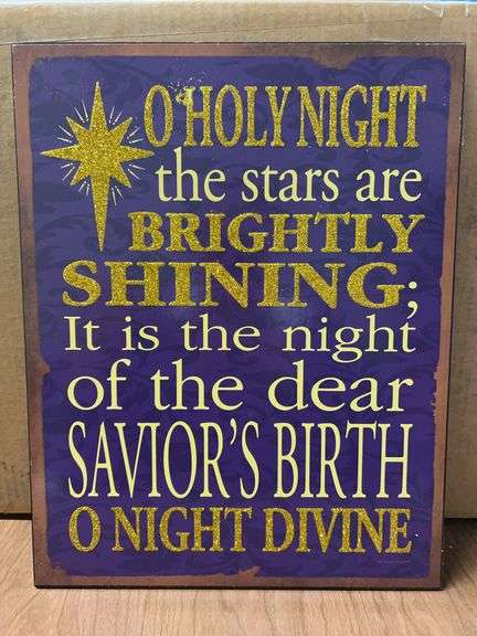 Grouping of (2) very nice wooden Christmas wall art….see all pics…..11 x 13 and 11 x 14 image