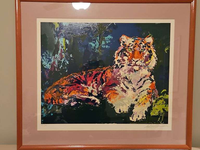 Large Beautiful Framed 45x39" Original Serigraph Silk Screen Print of "The Caspian Tiger" by LeRoy Neiman Signed & Numbered HC 80/125 w/COA & Appraised Value... image