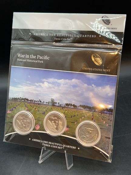 2019 3-Quarter Set War in the Pacific - National Historical Park Uncirculated and Proof Silver US Mint “America The Beautiful” coins…..info on COA indicates 5.670 grams image