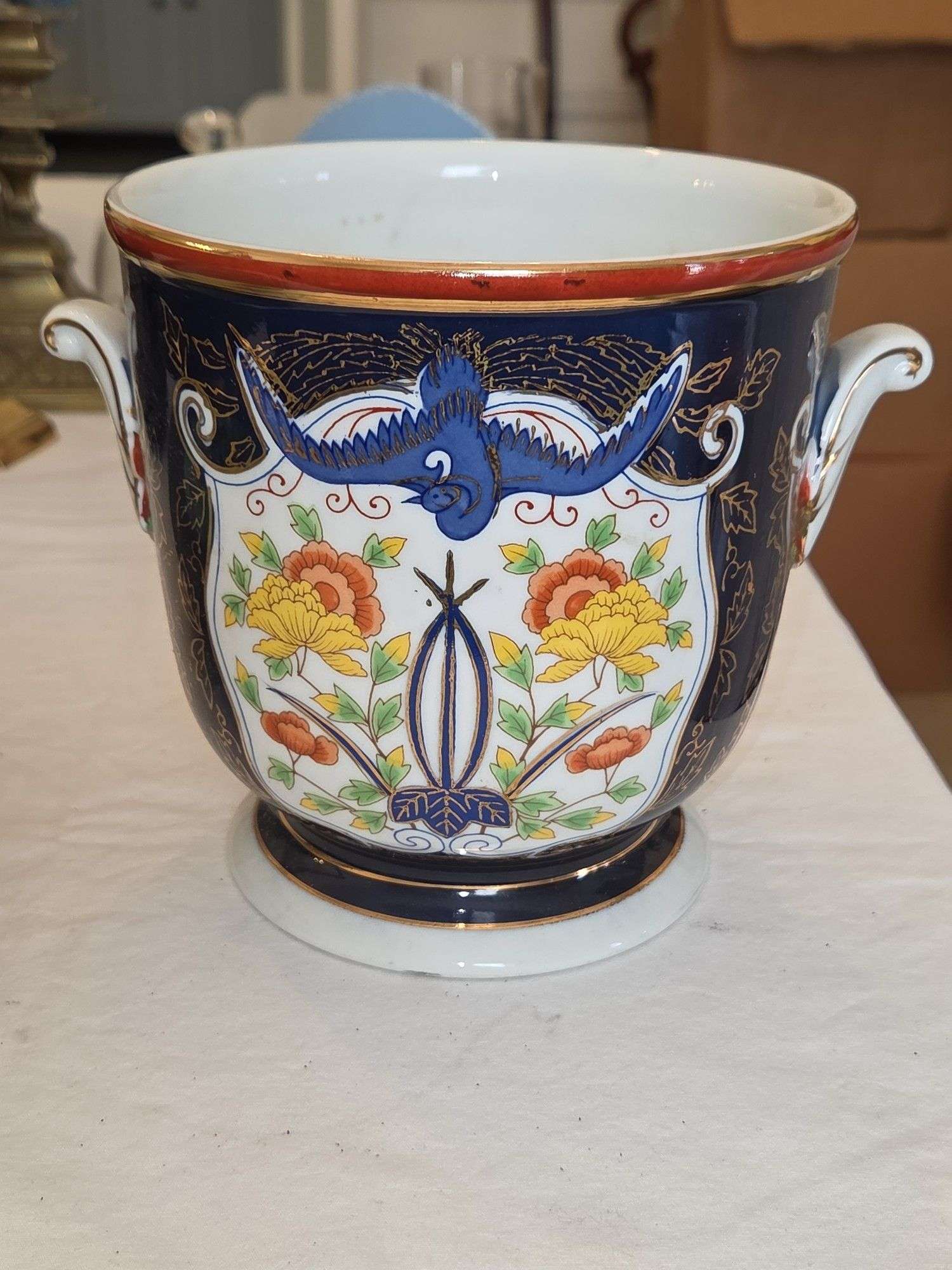 ACF Japan Porcelain Pewter Ashtray Bowl Hong Kong 8 1/4 inch