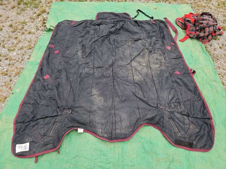 Judy's tack shop canvas horse blanket SEE PICS FOR DETAILS OF CONDITION...
