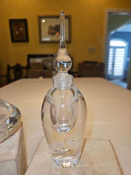 Two(2) beautiful crystal glass perfume bottles w/stoppers...